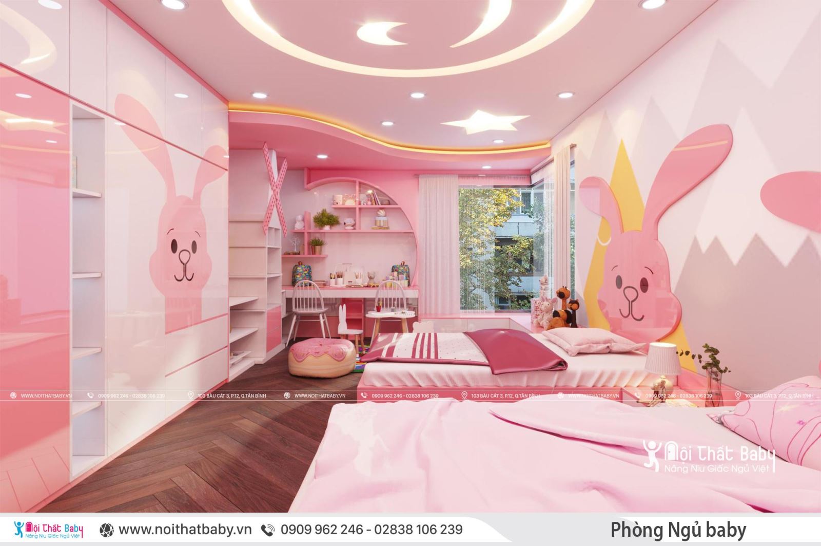 Phòng ngủ trẻ em màu hồng đẹp nhất tại Tp.HCM